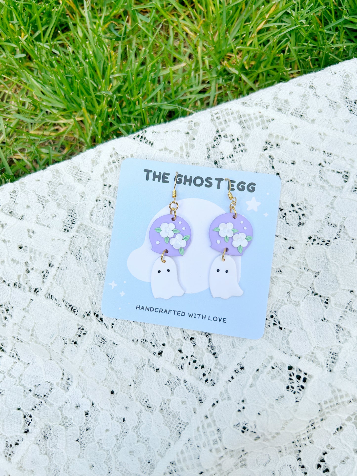 Ghost Purple Windchime Clay Earrings