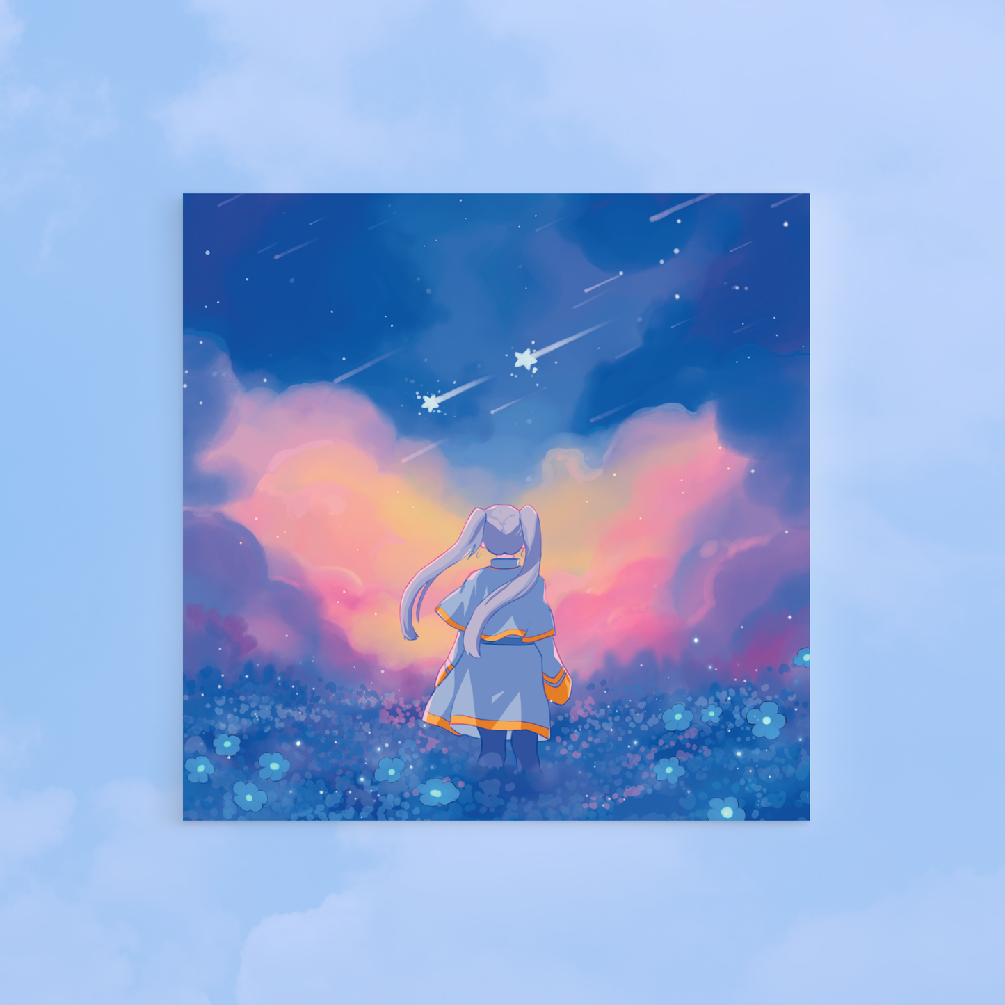 Blue Flower Field Print