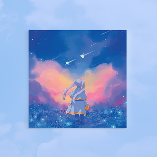 Blue Flower Field Print