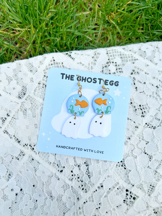 Ghost Fish Windchime Clay Earrings