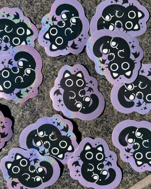 Void Cat Bat Glitter Sticker
