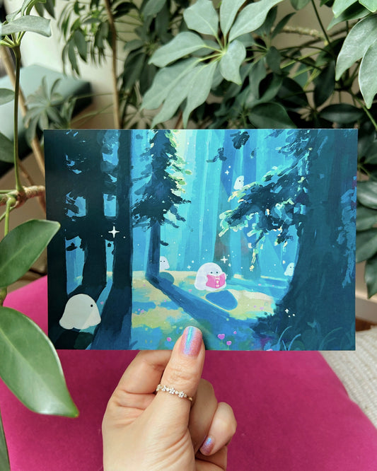 Reading in the Woods Print