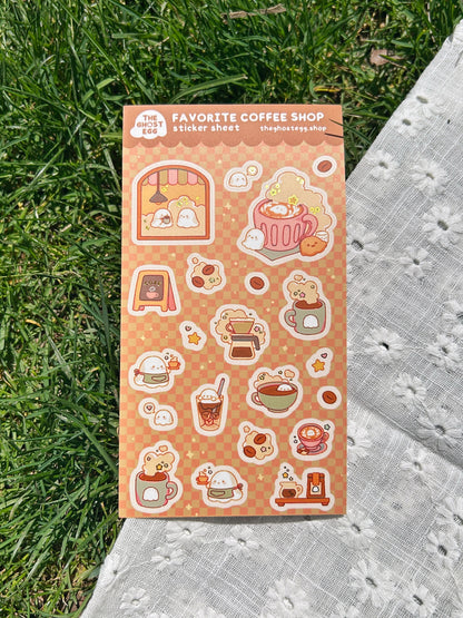 Matte Gold Foil Favorite Coffee Shop Sticker Sheet