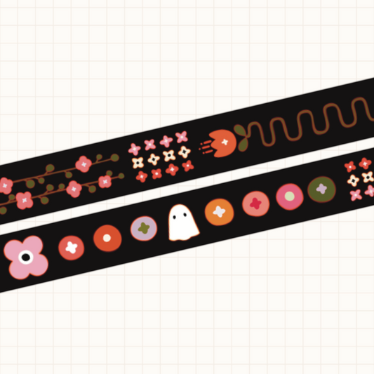 Retro Flowers and Ghost Washi Tape